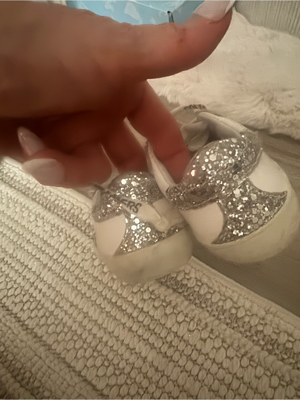 Golden Goose Kids White Sneakers with Silver Glitter Star and Toe - Picture 4 of 5